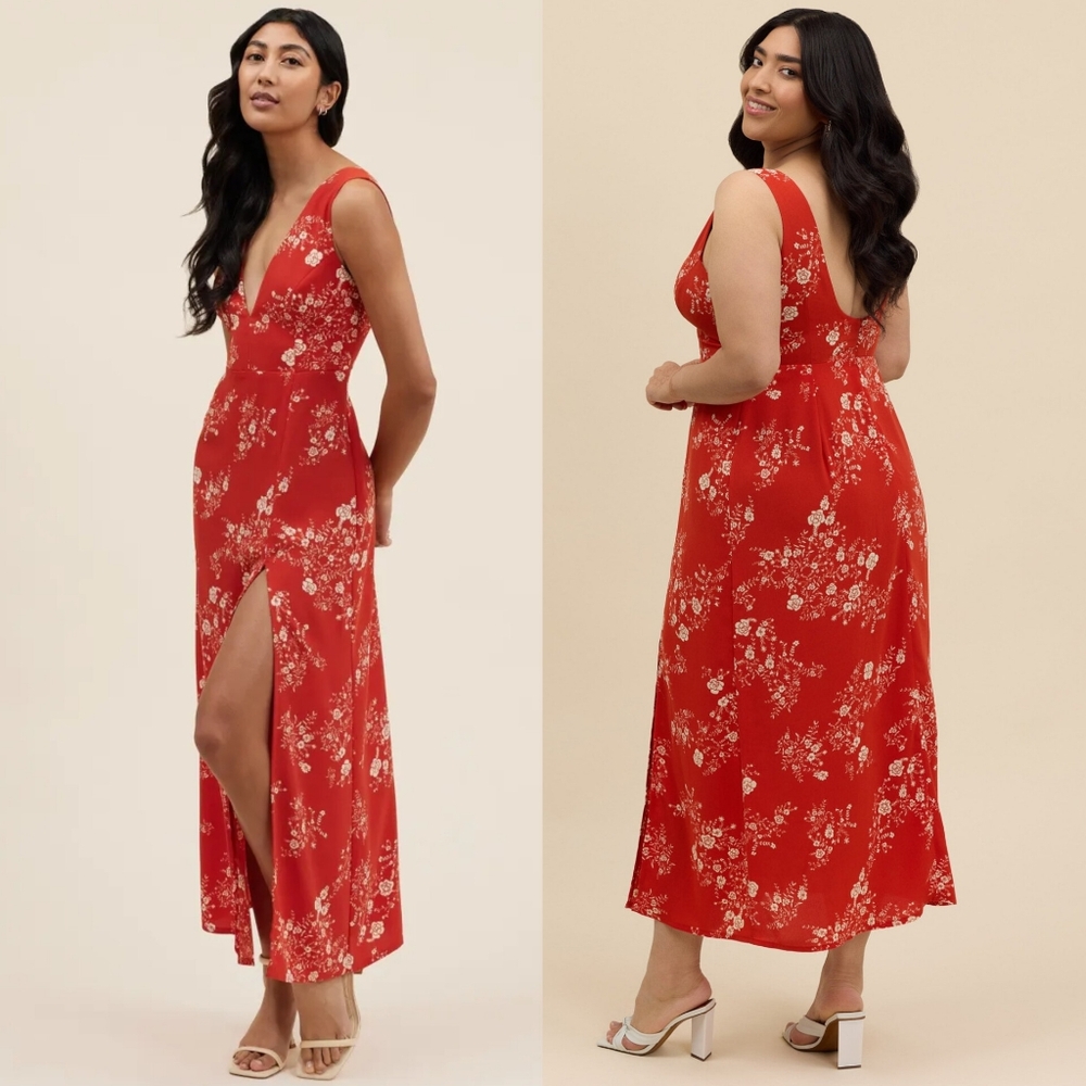 Park & Fifth Red Floral Midi Dress